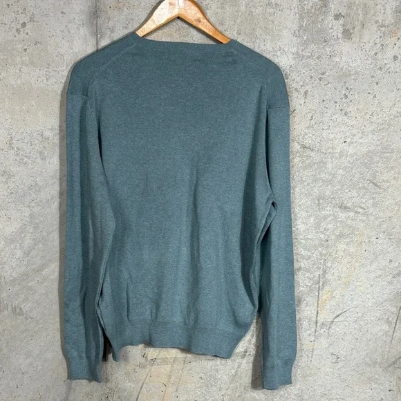 Polo by Ralph Lauren Pima Cotton Men's Teal V-Neck Sweater - Picture 2 of 7